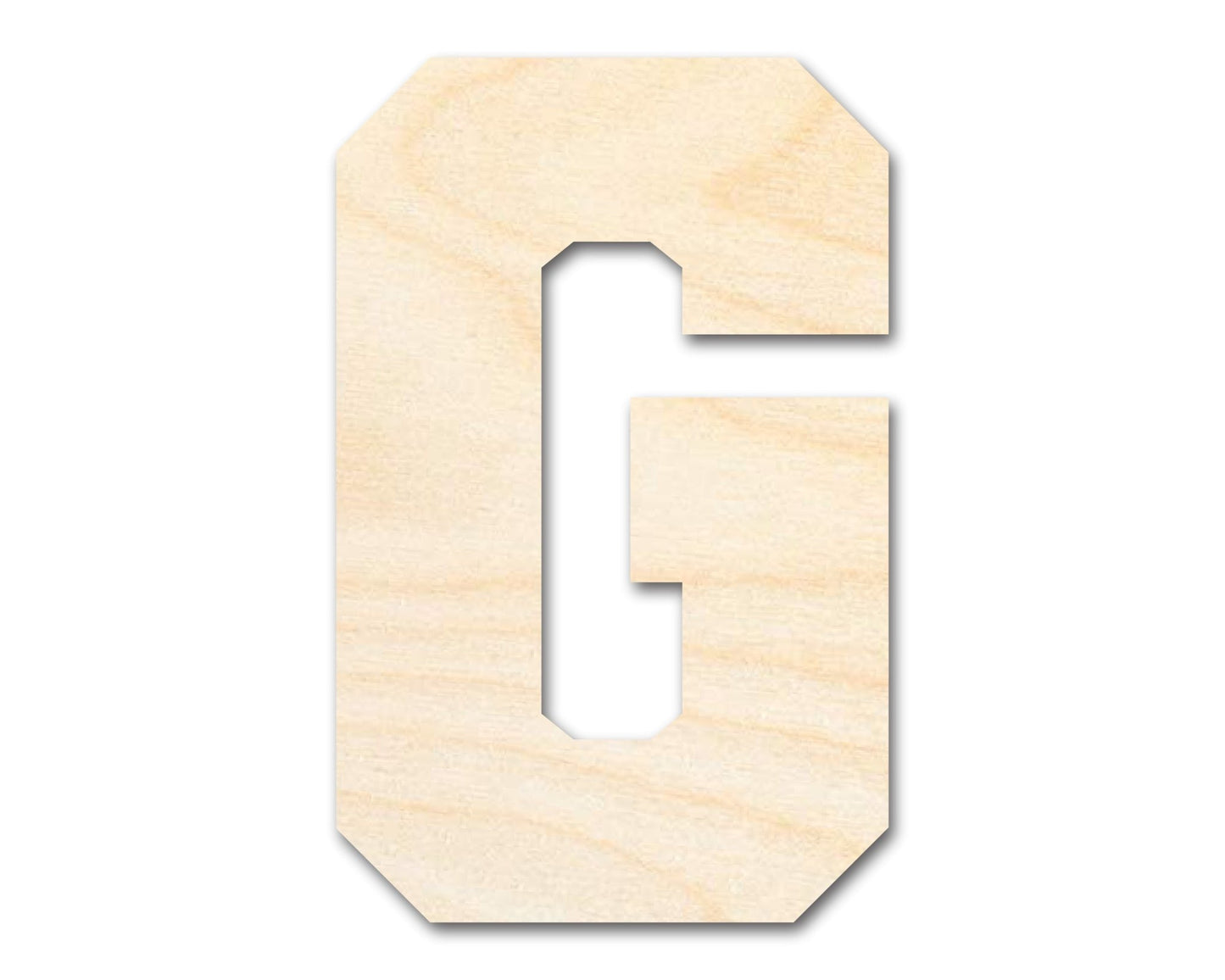 Unfinished Wood Varsity Team Font - G Shape | DIY Craft Cutout | up to 46" DIY - NameSigns.com