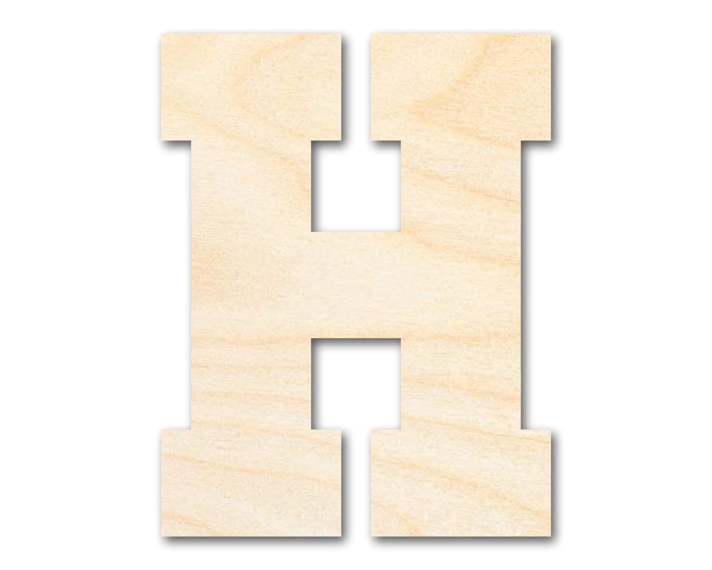 Unfinished Wood Varsity Team Font - H Shape | DIY Craft Cutout | up to 46" DIY - NameSigns.com