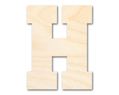 Unfinished Wood Varsity Team Font - H Shape | DIY Craft Cutout | up to 46" DIY - NameSigns.com