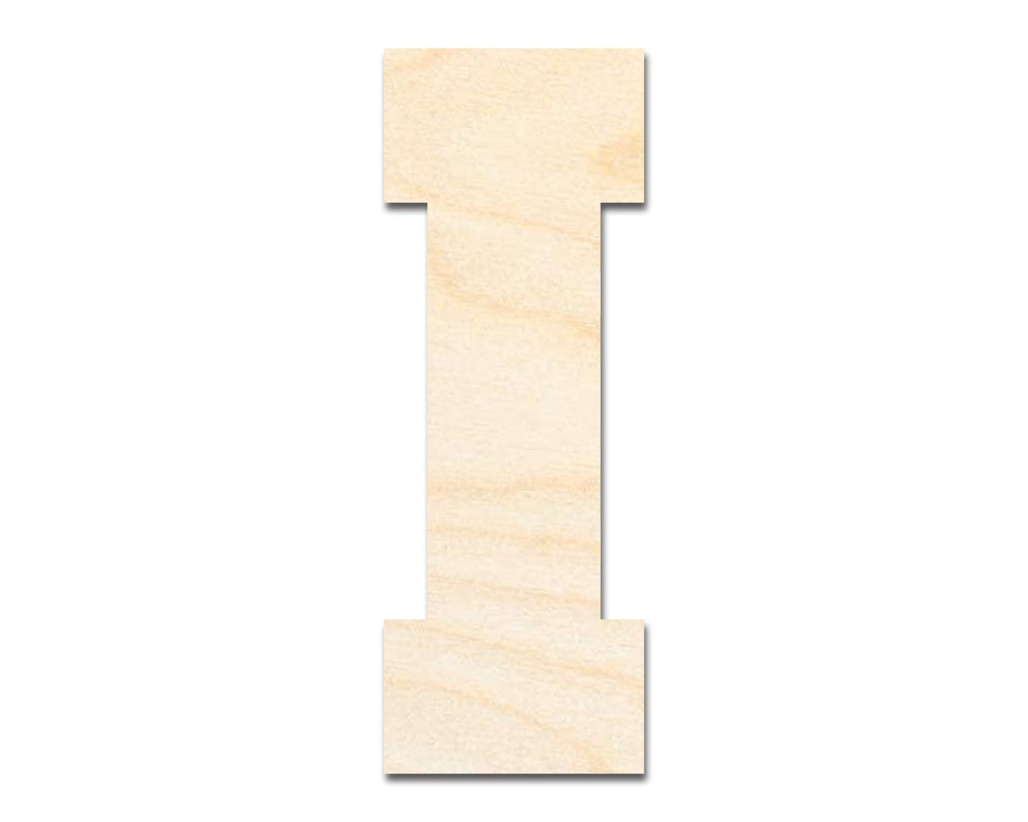 Unfinished Wood Varsity Team Font - I Shape | DIY Craft Cutout | up to 46" DIY - NameSigns.com