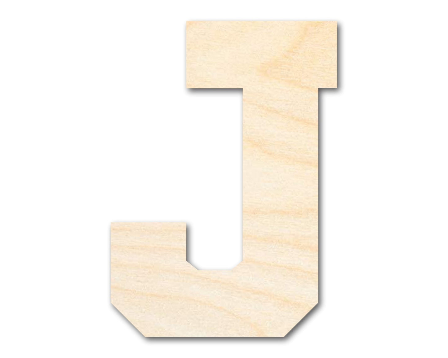 Unfinished Wood Varsity Team Font - J Shape | DIY Craft Cutout | up to 46" DIY - NameSigns.com
