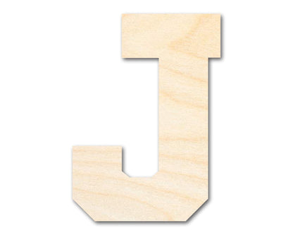 Unfinished Wood Varsity Team Font - J Shape | DIY Craft Cutout | up to 46" DIY - NameSigns.com