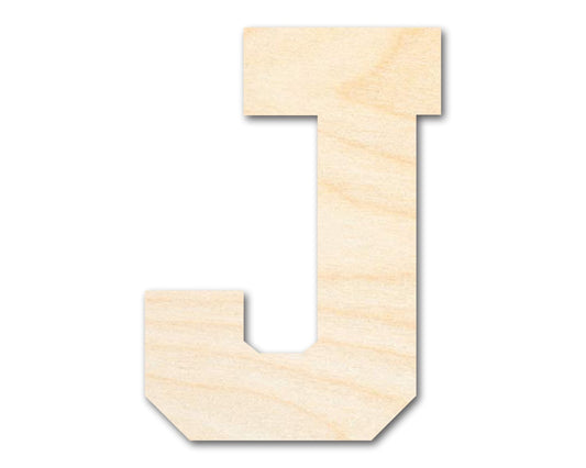 Unfinished Wood Varsity Team Font - J Shape | DIY Craft Cutout | up to 46" DIY - NameSigns.com
