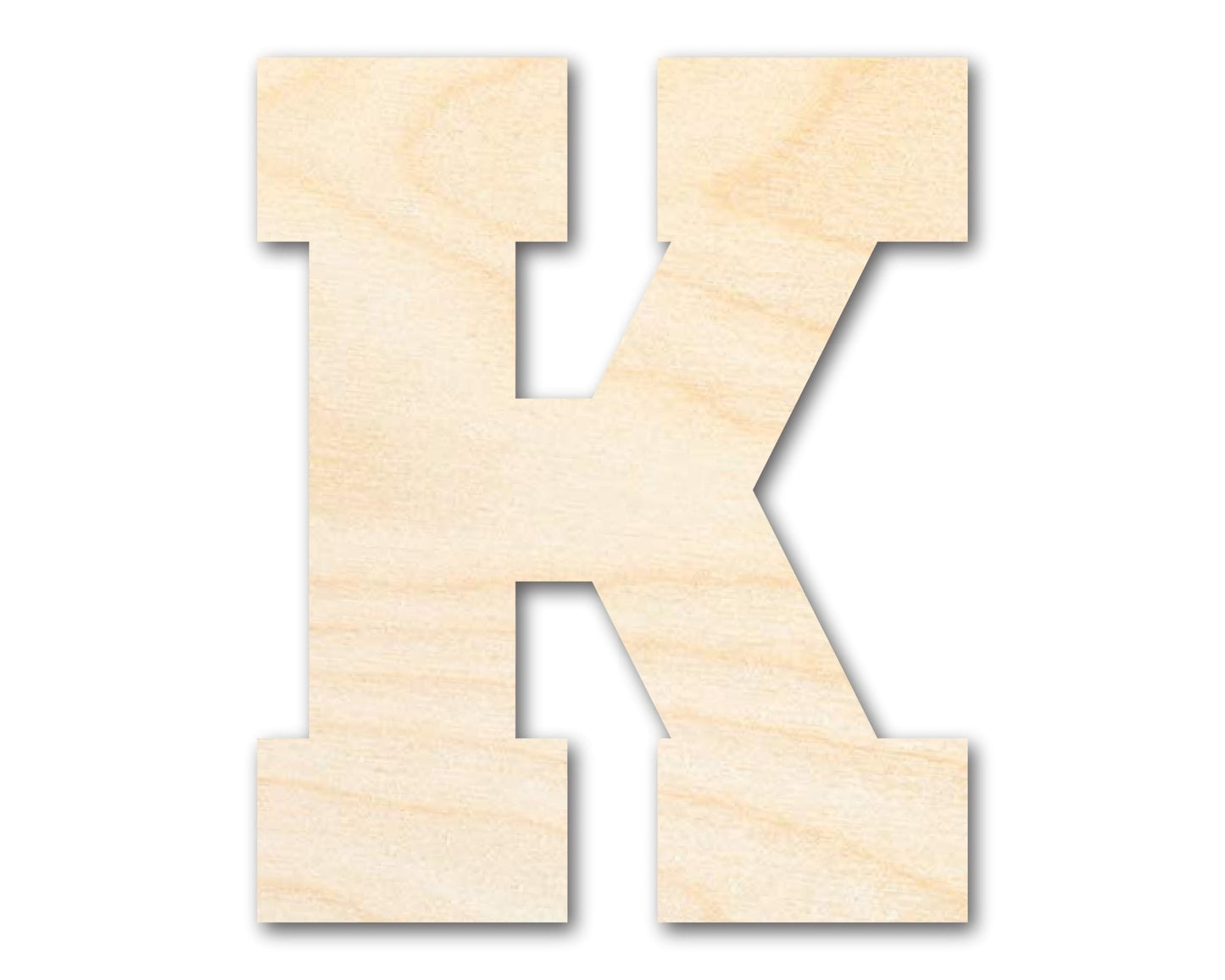 Unfinished Wood Varsity Team Font - K Shape | DIY Craft Cutout | up to 46" DIY - NameSigns.com