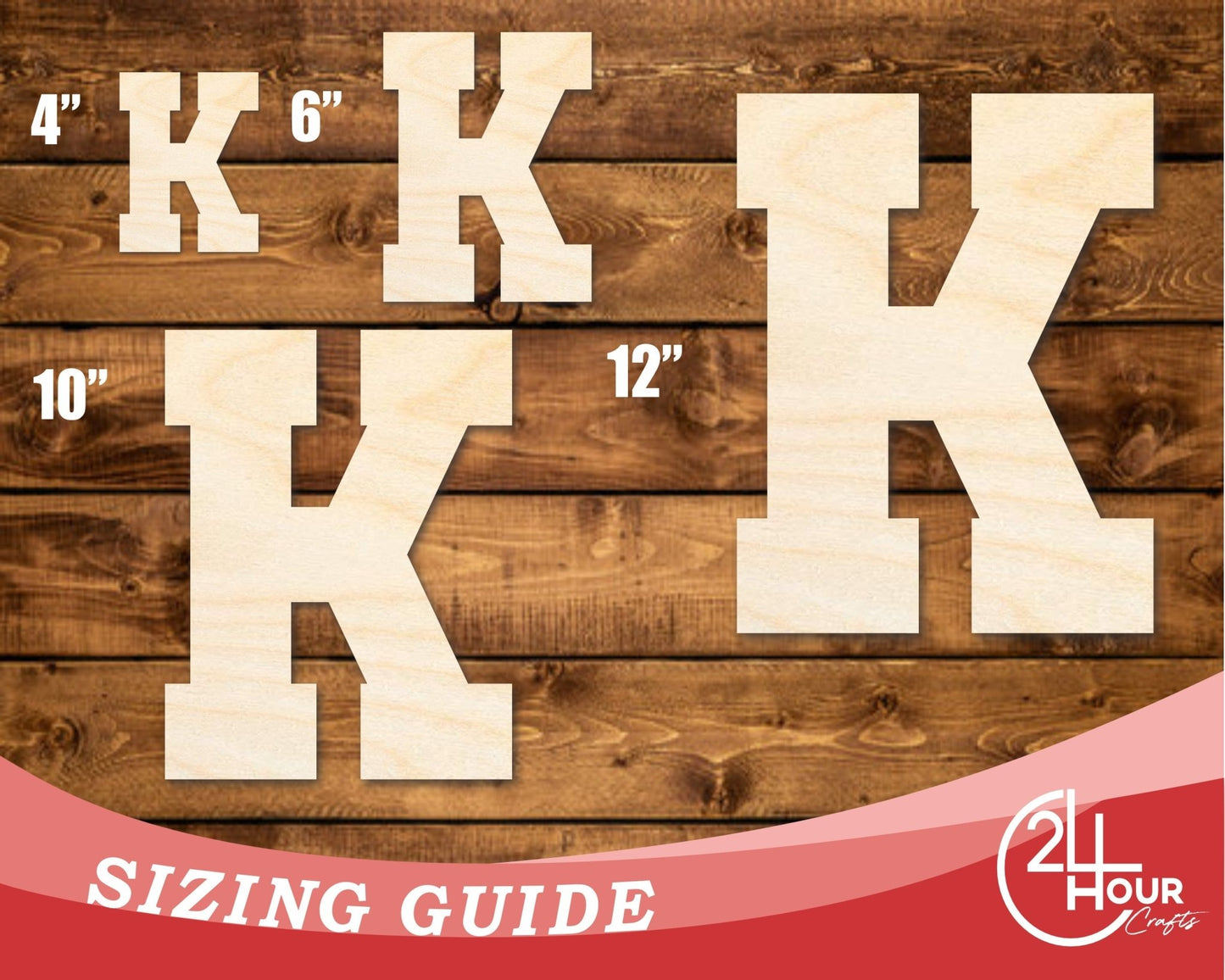 Unfinished Wood Varsity Team Font - K Shape | DIY Craft Cutout | up to 46" DIY - NameSigns.com