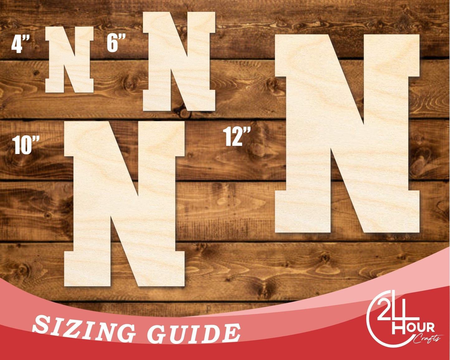 Unfinished Wood Varsity Team Font - N Shape | DIY Craft Cutout | up to 46" DIY - NameSigns.com