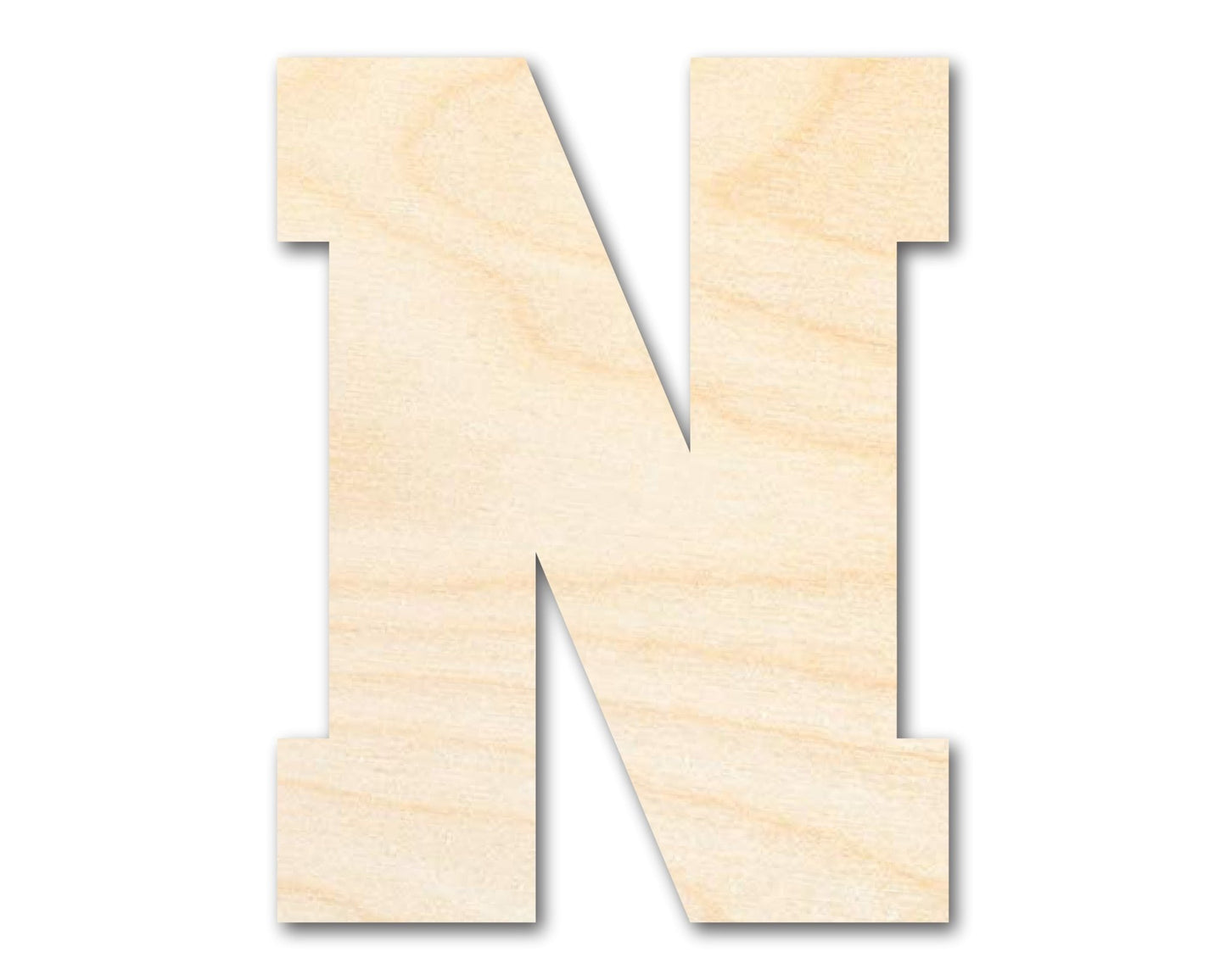 Unfinished Wood Varsity Team Font - N Shape | DIY Craft Cutout | up to 46" DIY - NameSigns.com