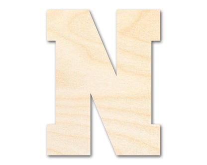 Unfinished Wood Varsity Team Font - N Shape | DIY Craft Cutout | up to 46" DIY - NameSigns.com