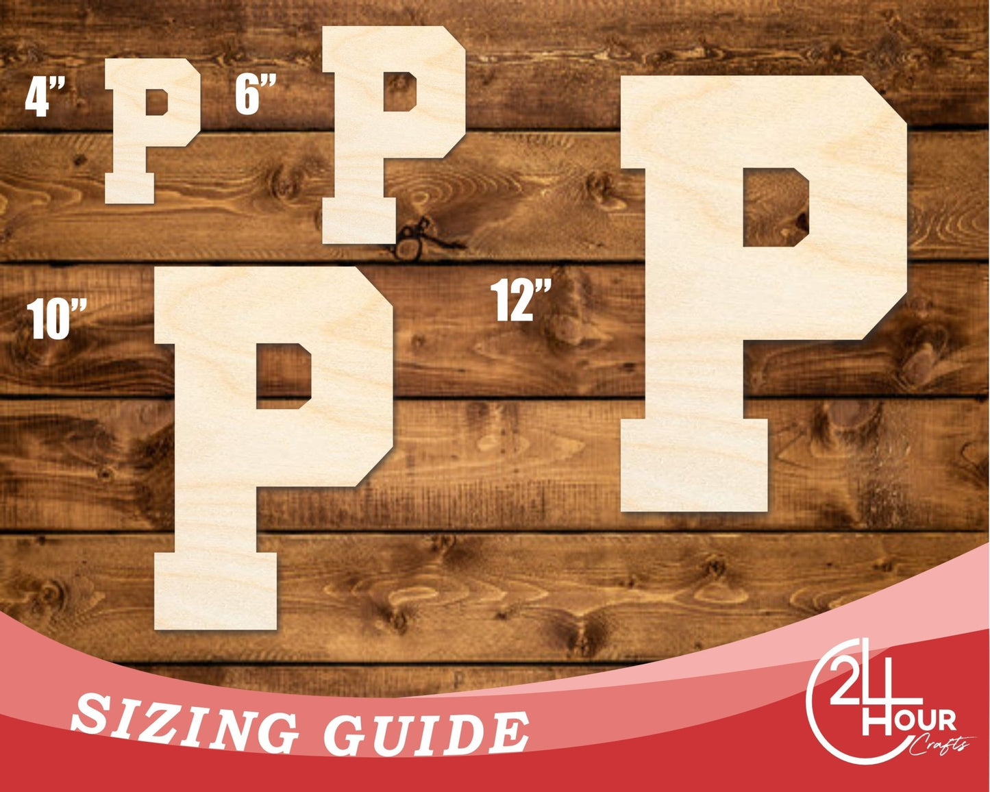 Unfinished Wood Varsity Team Font - P Shape | DIY Craft Cutout | up to 46" DIY - NameSigns.com
