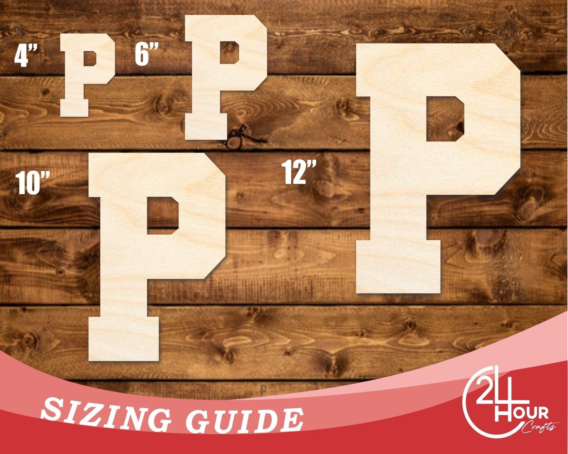 Unfinished Wood Varsity Team Font - P Shape | DIY Craft Cutout | up to 46" DIY - NameSigns.com