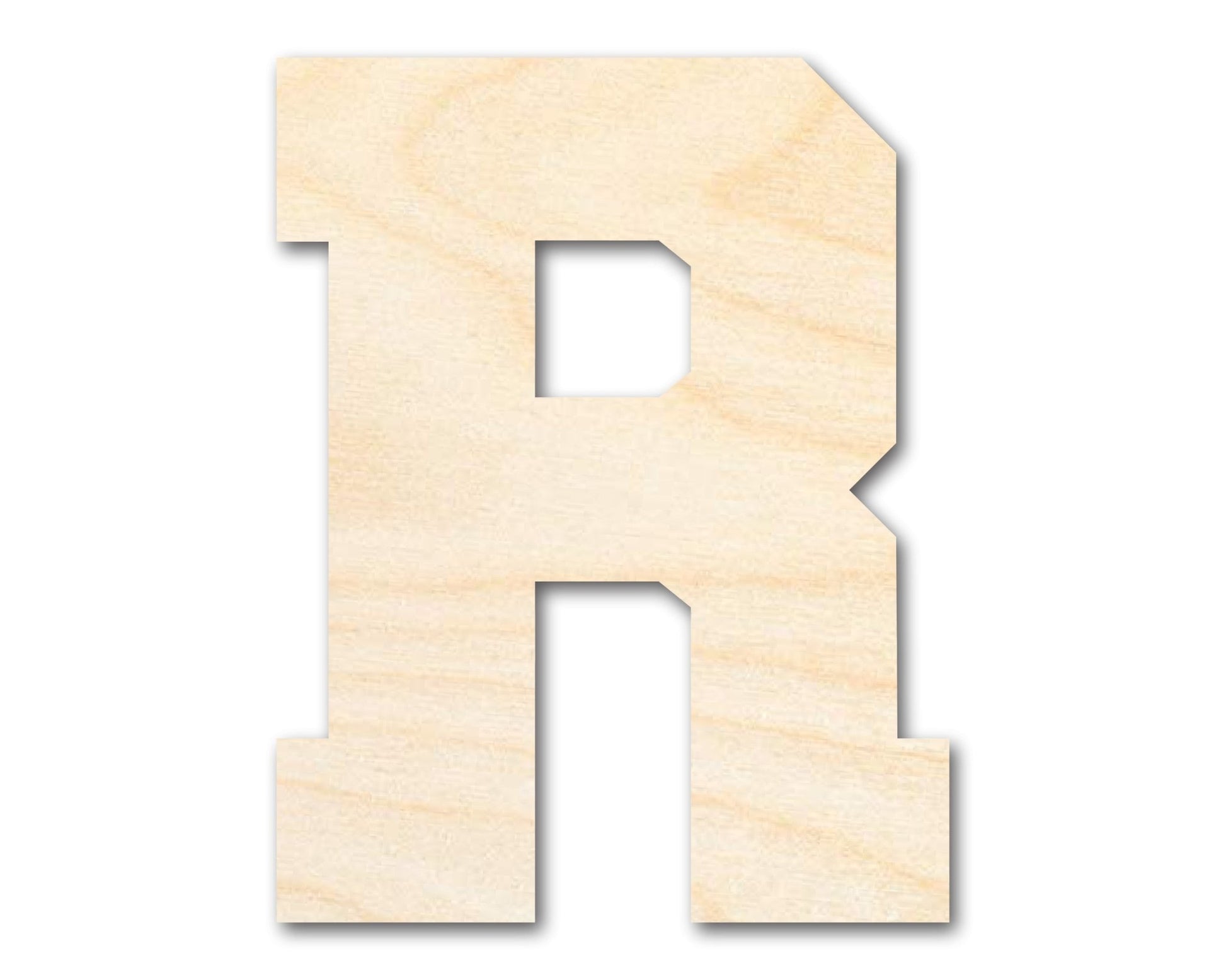 Unfinished Wood Varsity Team Font - R Shape | DIY Craft Cutout | up to 46" DIY - NameSigns.com