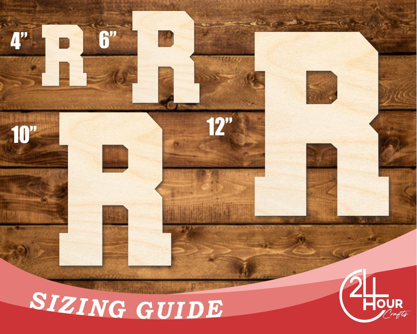 Unfinished Wood Varsity Team Font - R Shape | DIY Craft Cutout | up to 46" DIY - NameSigns.com