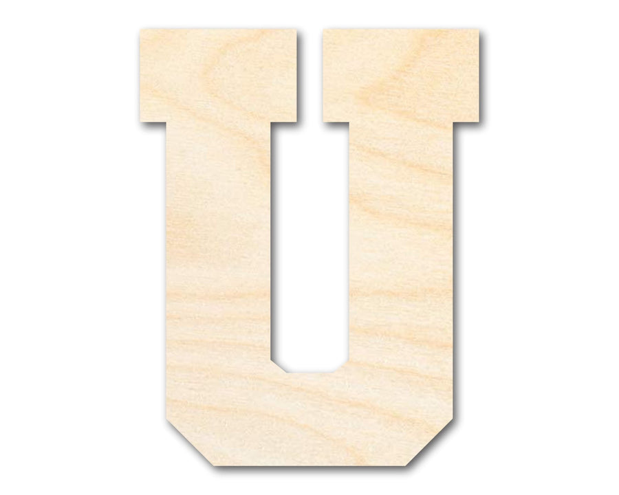 Unfinished Wood Varsity Team Font - U Shape | DIY Craft Cutout | up to 46" DIY - NameSigns.com