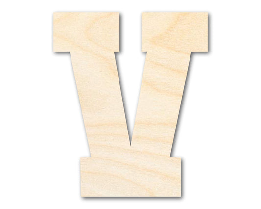 Unfinished Wood Varsity Team Font - V Shape | DIY Craft Cutout | up to 46" DIY - NameSigns.com