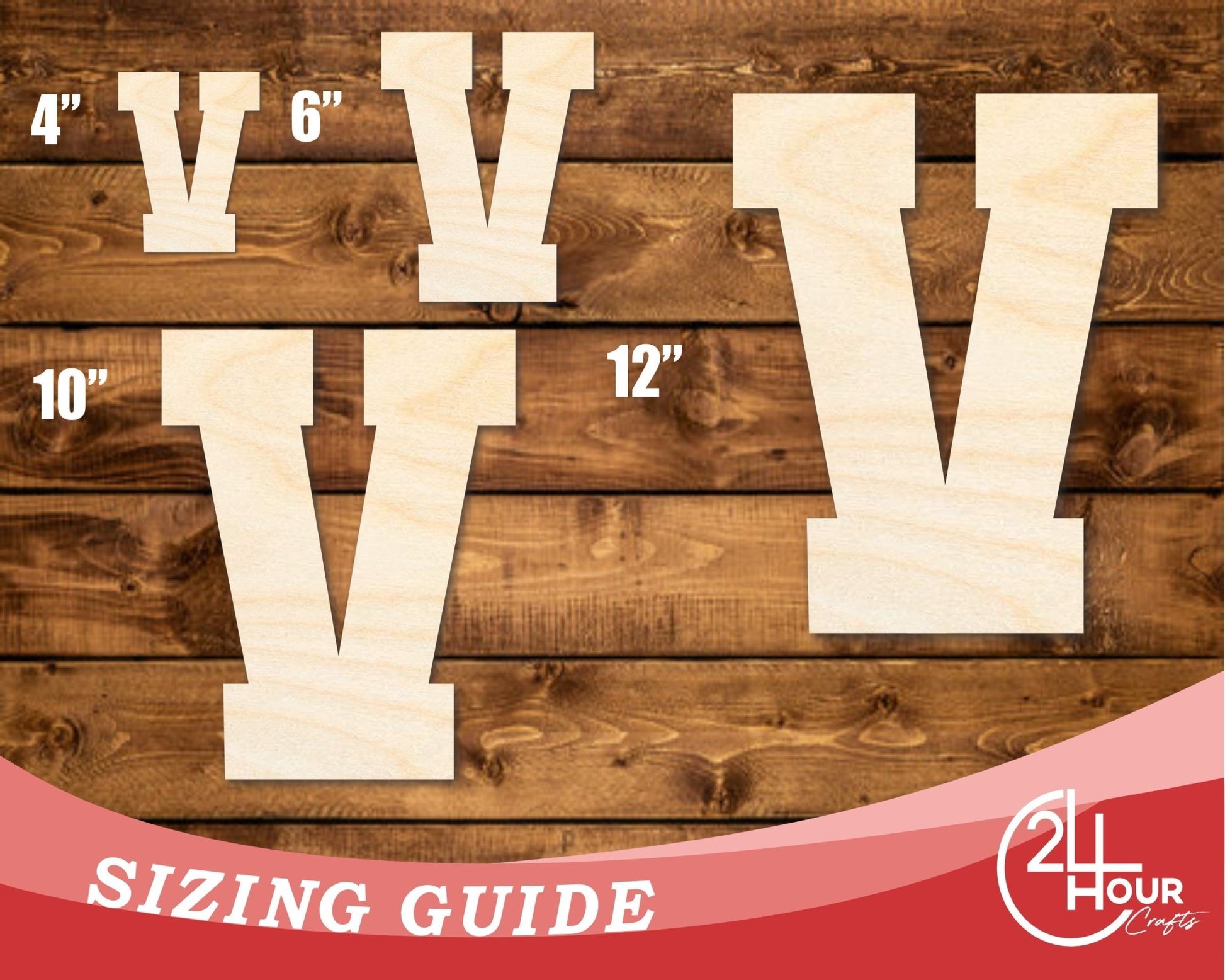 Unfinished Wood Varsity Team Font - V Shape | DIY Craft Cutout | up to 46" DIY - NameSigns.com