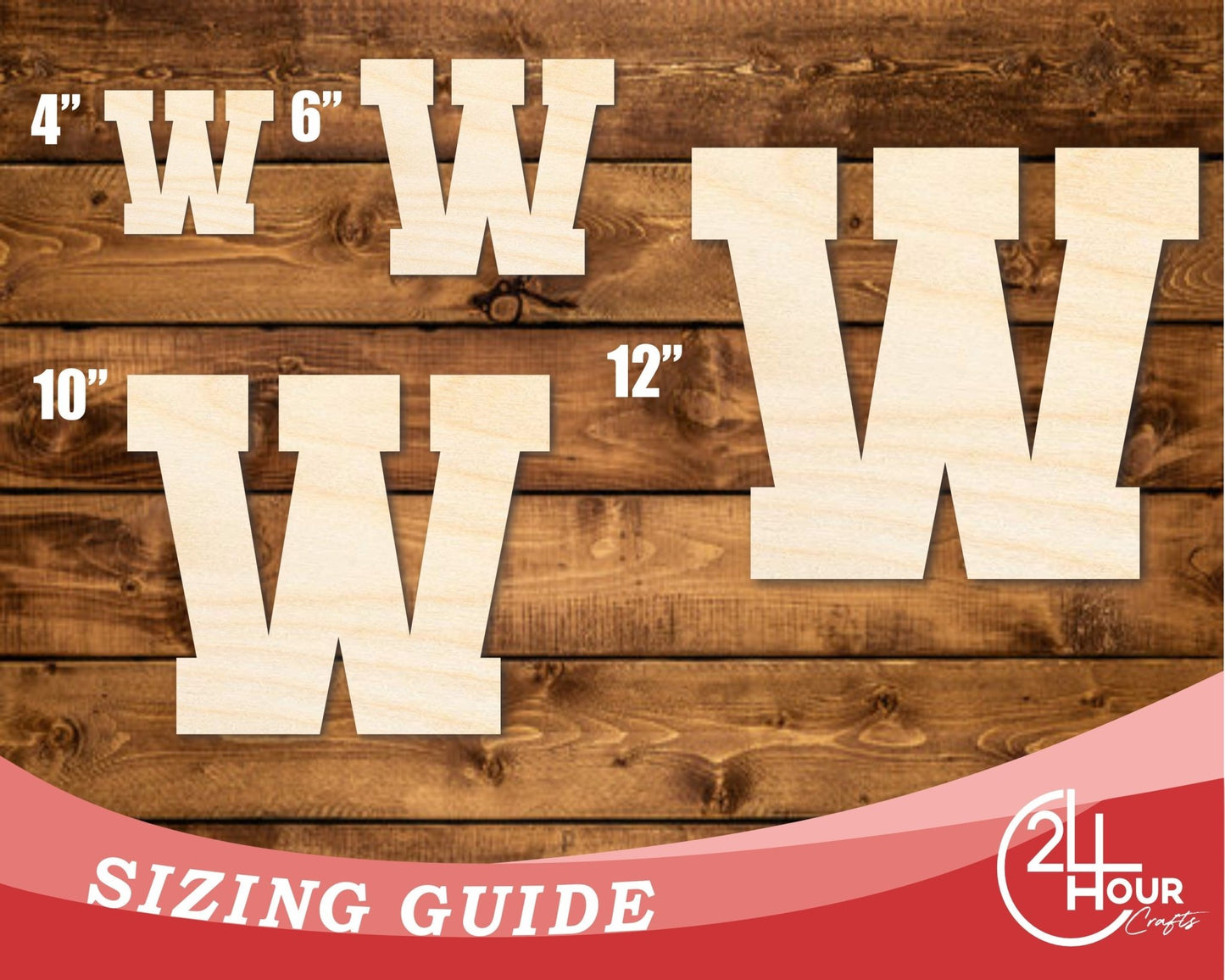 Unfinished Wood Varsity Team Font - W Shape | DIY Craft Cutout | up to 46" DIY - NameSigns.com