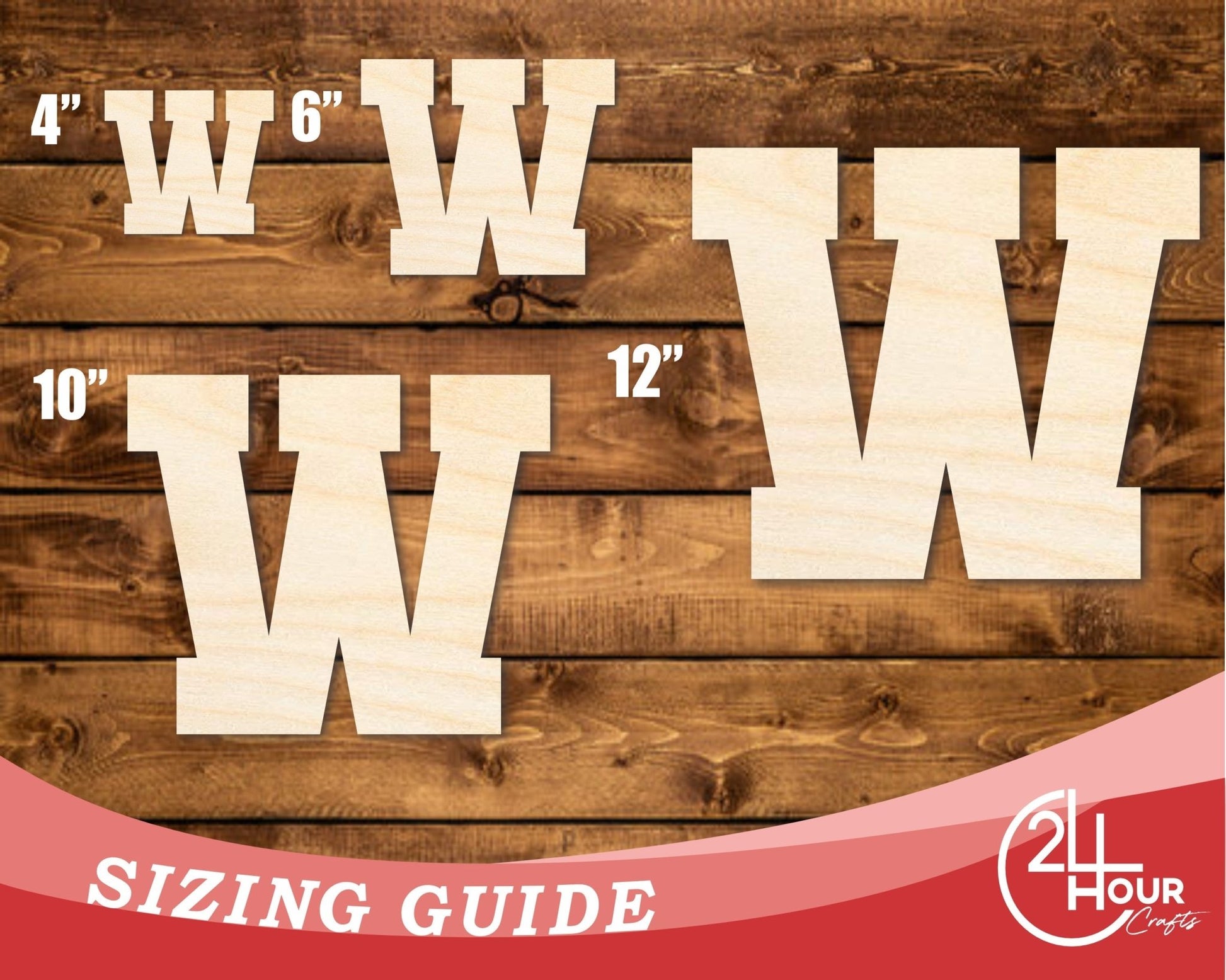 Unfinished Wood Varsity Team Font - W Shape | DIY Craft Cutout | up to 46" DIY - NameSigns.com