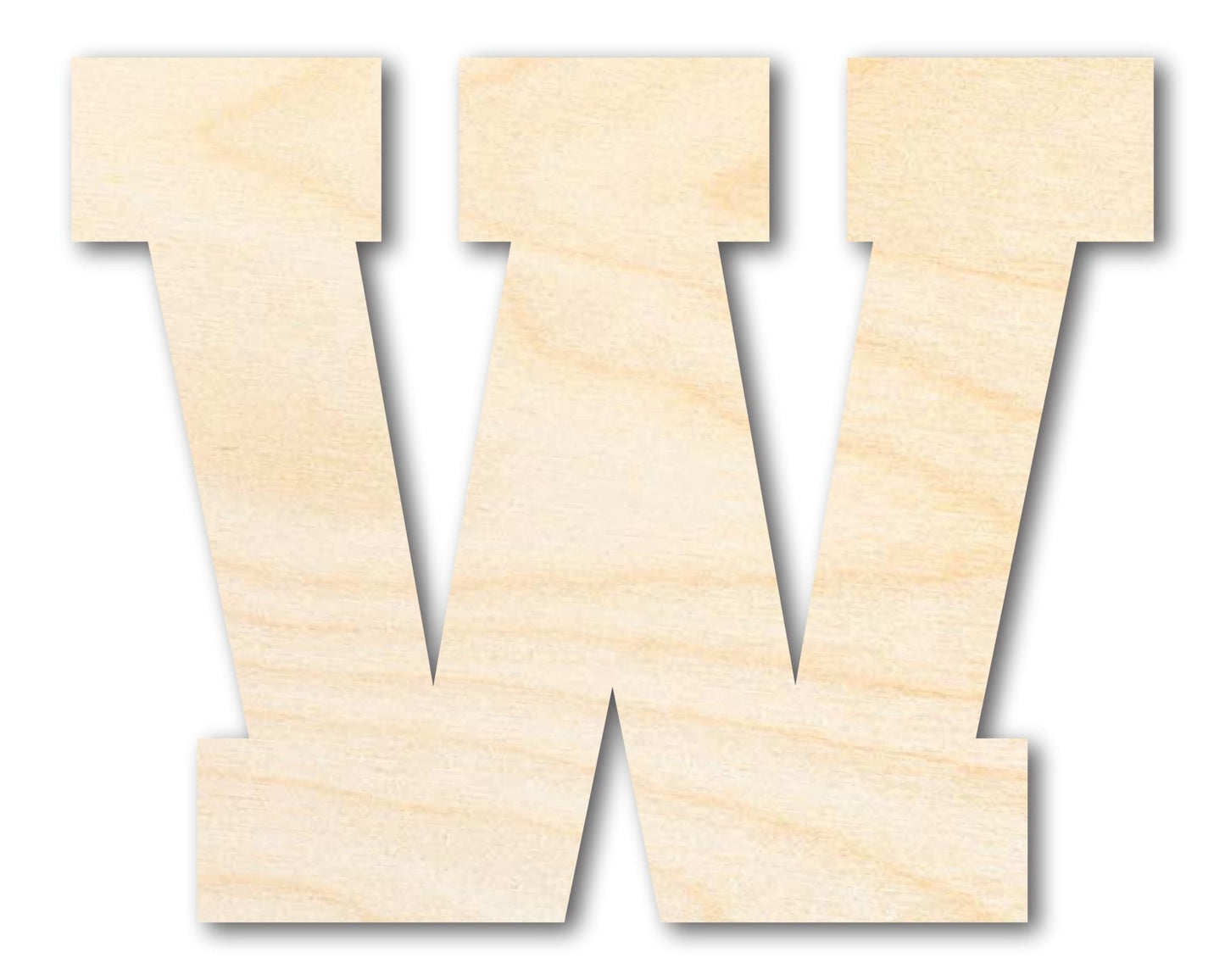 Unfinished Wood Varsity Team Font - W Shape | DIY Craft Cutout | up to 46" DIY - NameSigns.com