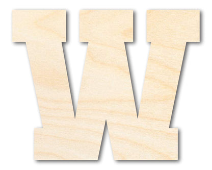 Unfinished Wood Varsity Team Font - W Shape | DIY Craft Cutout | up to 46" DIY - NameSigns.com