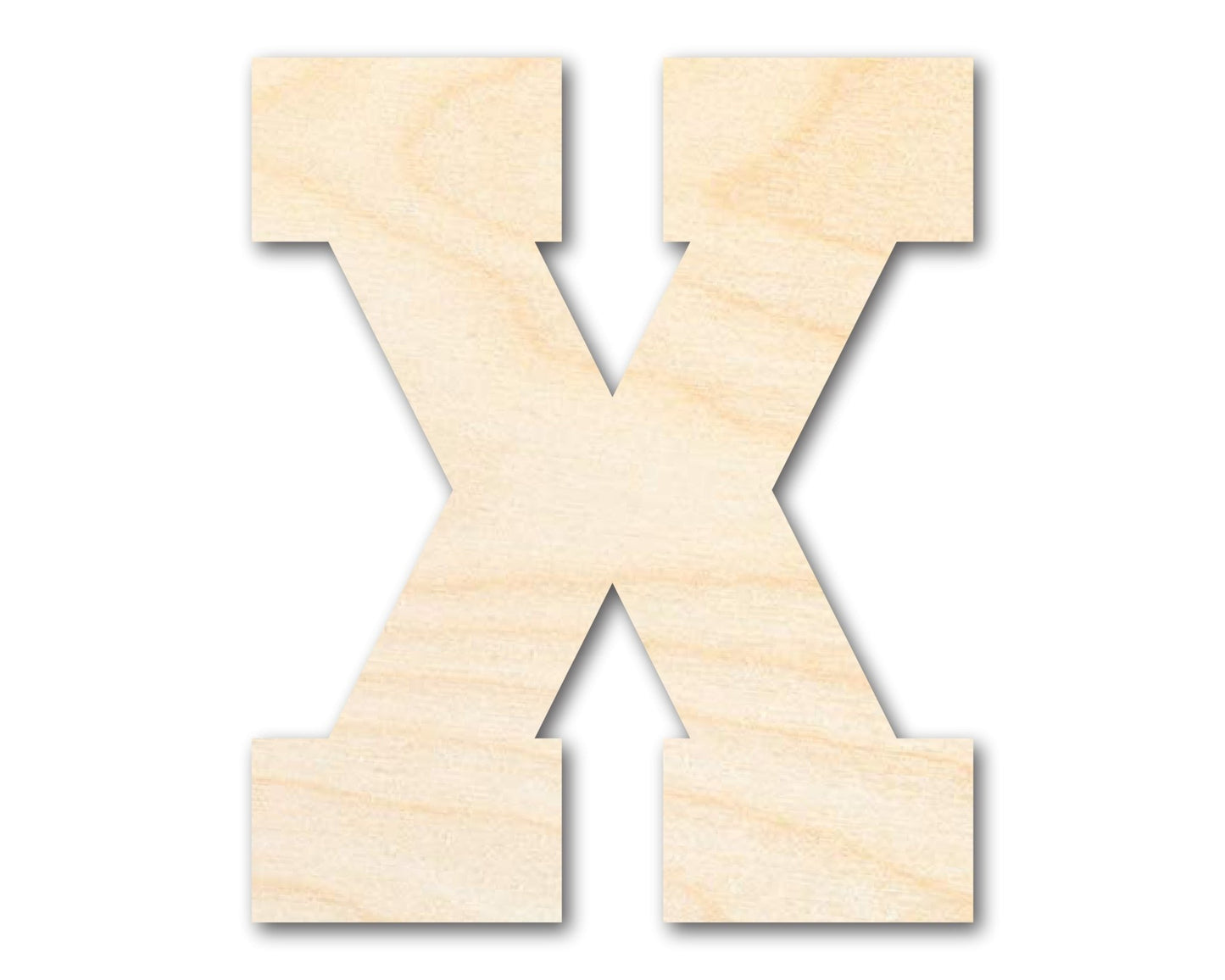 Unfinished Wood Varsity Team Font - X Shape | DIY Craft Cutout | up to 46" DIY - NameSigns.com