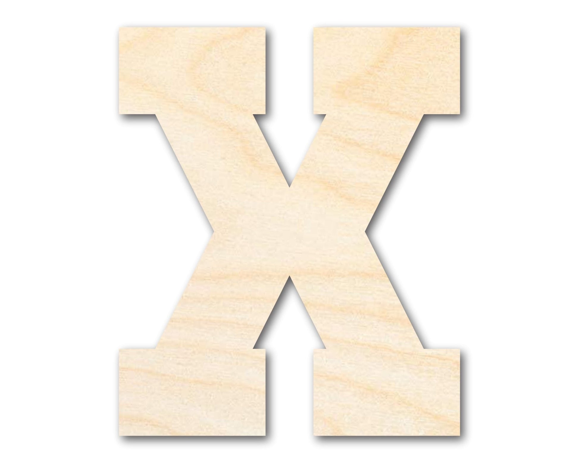 Unfinished Wood Varsity Team Font - X Shape | DIY Craft Cutout | up to 46" DIY - NameSigns.com