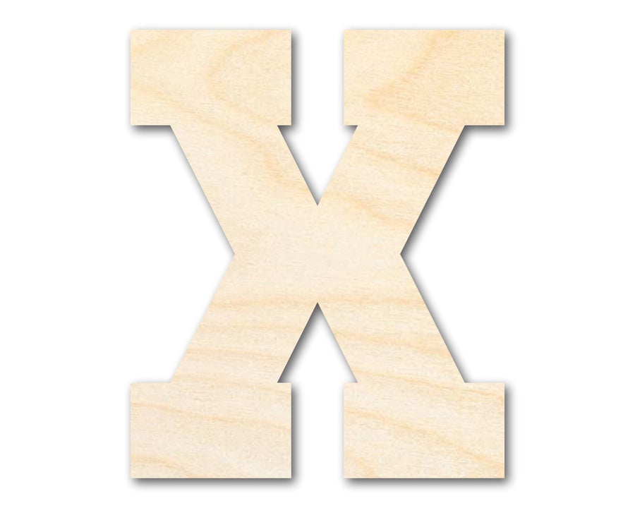 Unfinished Wood Varsity Team Font - X Shape | DIY Craft Cutout | up to 46" DIY - NameSigns.com