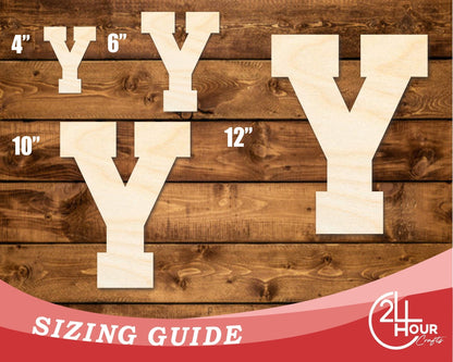 Unfinished Wood Varsity Team Font - Y Shape | DIY Craft Cutout | up to 46" DIY - NameSigns.com
