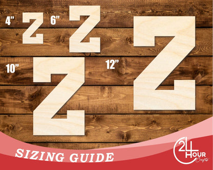 Unfinished Wood Varsity Team Font - Z Shape | DIY Craft Cutout | up to 46" DIY - NameSigns.com
