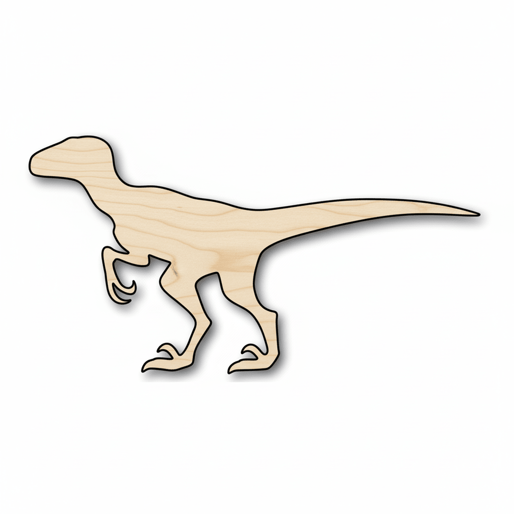 Unfinished Wood Velociraptor Cutout – Paintable Dinosaur Shape for Crafts & Decor - NameSigns.com