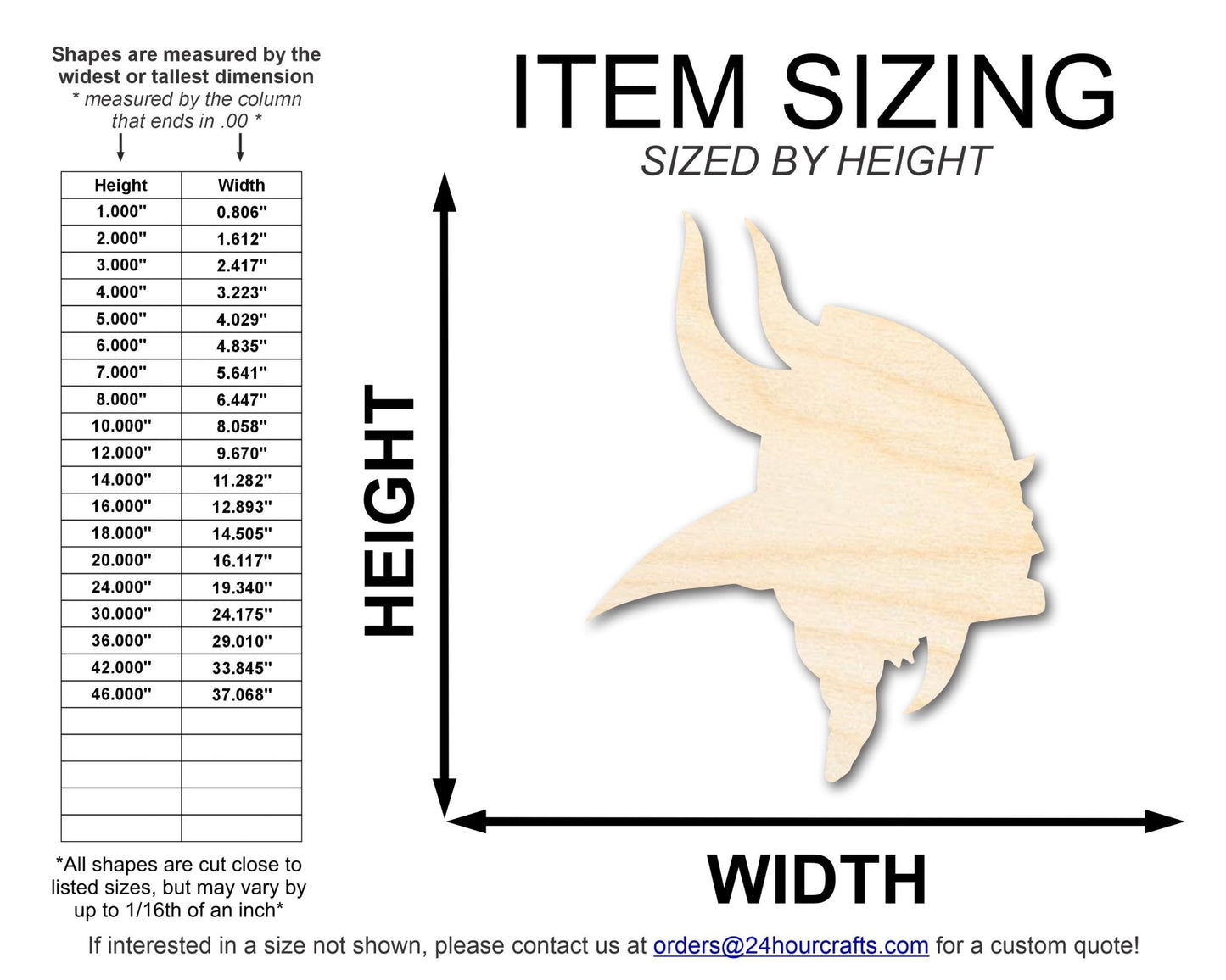 Unfinished Wood Viking Mascot Shape | DIY Craft Cutout | up to 46" DIY - NameSigns.com