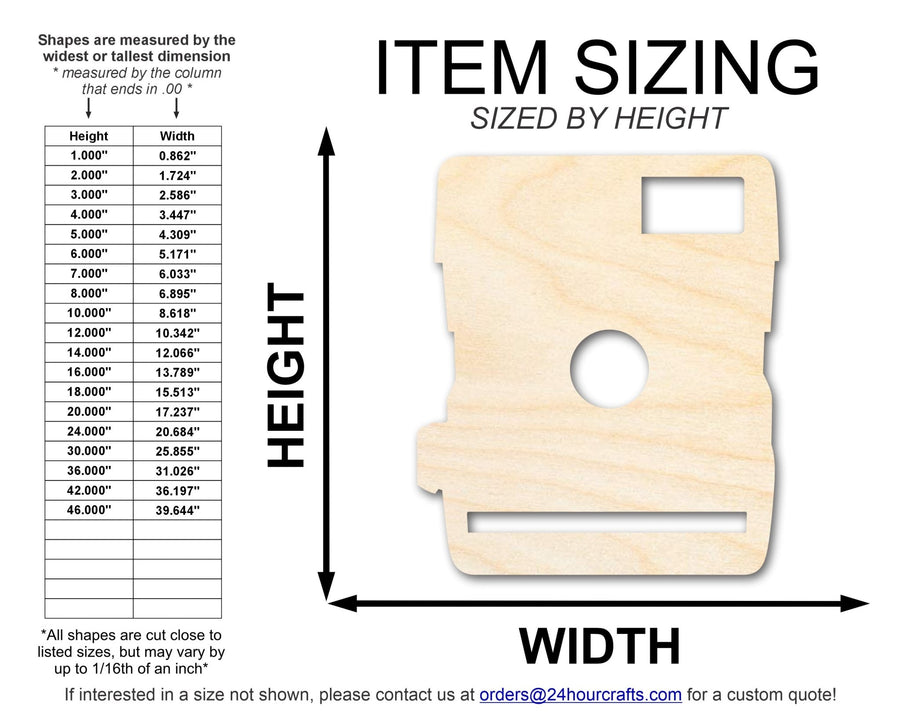 Unfinished Wood Vintage Camera Shape | Craft Cutout | up to 46" DIY - NameSigns.com