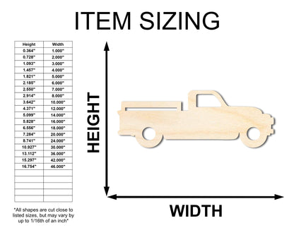 Unfinished Wood Vintage Pickup Truck Shape - Vehicle Truck Craft - up to 46" DIY - NameSigns.com