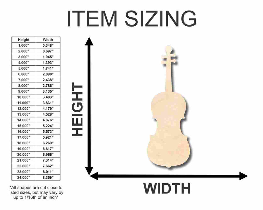 Unfinished Wood Violin Shape - Music - Craft - up to 46" DIY - NameSigns.com