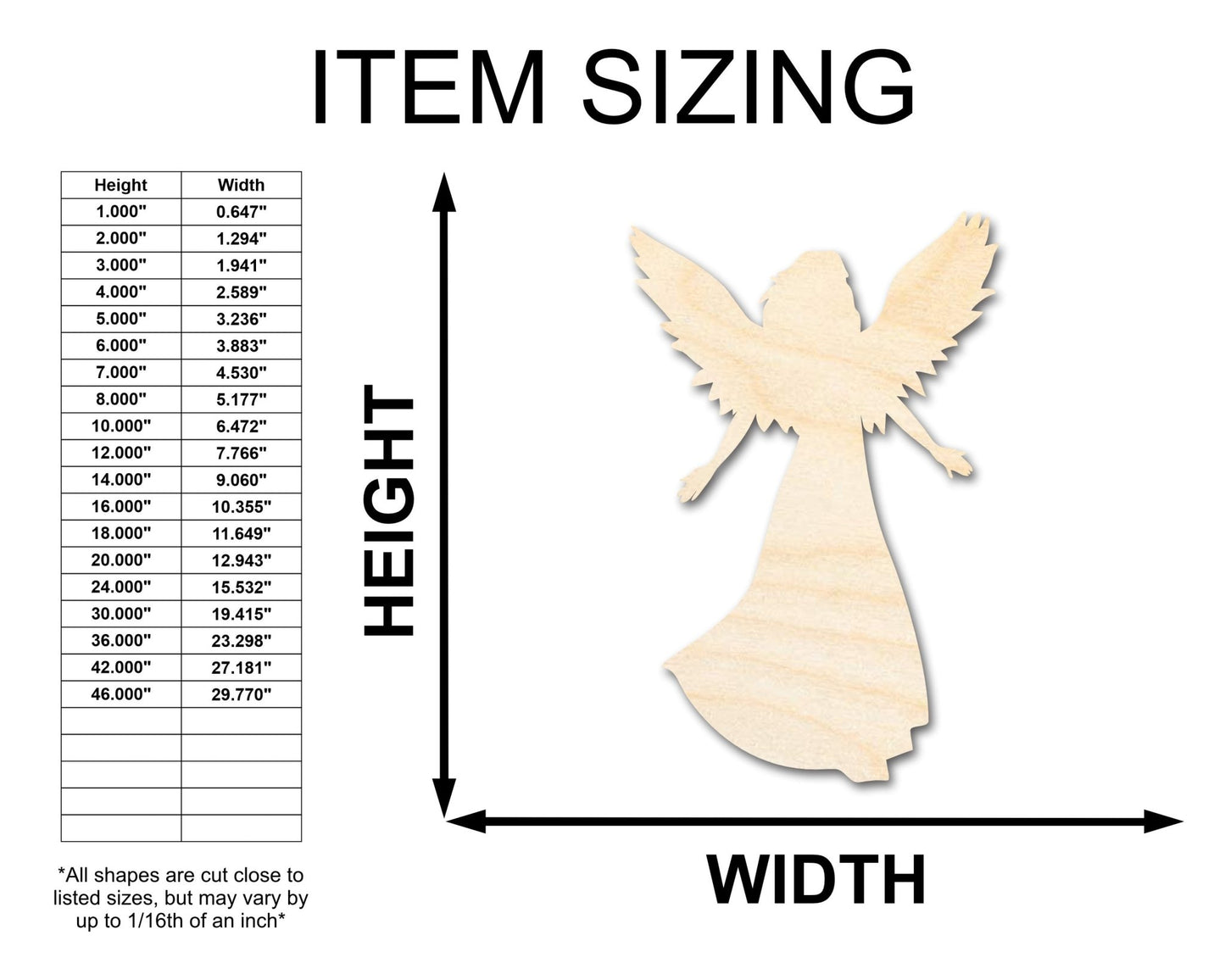 Unfinished Wood Virgo Angel Shape - Zodiac Craft - up to 46" - NameSigns.com