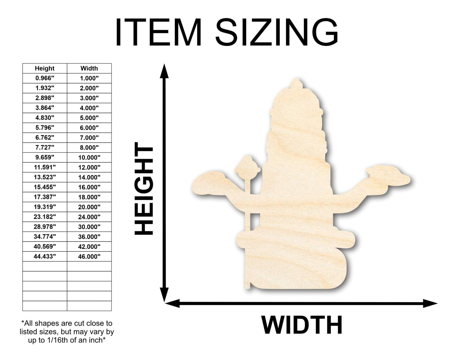 Unfinished Wood Vishnu Shape - Craft - up to 46" - NameSigns.com