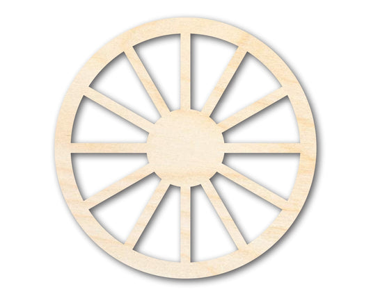 Unfinished Wood Wagon Wheel Shape | Rustic Farmhouse | DIY Craft Cutout | Up to 24" - NameSigns.com