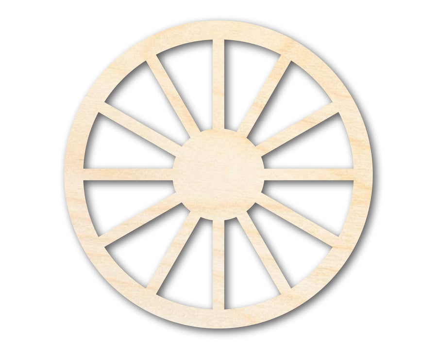 Unfinished Wood Wagon Wheel Shape | Rustic Farmhouse | DIY Craft Cutout | Up to 24" - NameSigns.com