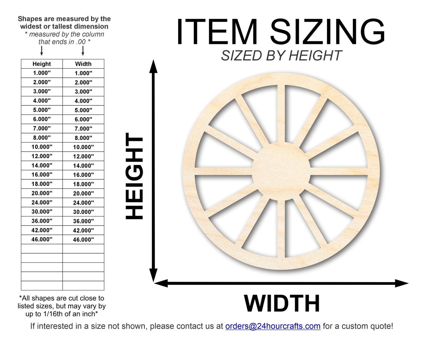 Unfinished Wood Wagon Wheel Shape | Rustic Farmhouse | DIY Craft Cutout | Up to 24" - NameSigns.com
