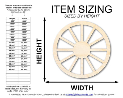 Unfinished Wood Wagon Wheel Shape | Rustic Farmhouse | DIY Craft Cutout | Up to 24" - NameSigns.com
