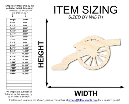 Unfinished Wood War Cannon Shape | DIY Craft Cutout | up to 46" DIY - NameSigns.com