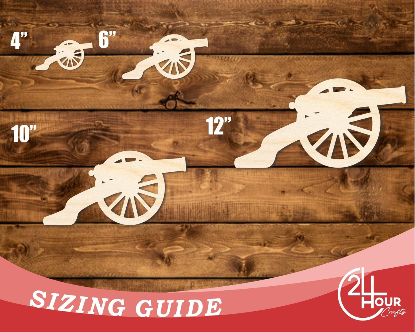 Unfinished Wood War Cannon Shape | DIY Craft Cutout | up to 46" DIY - NameSigns.com