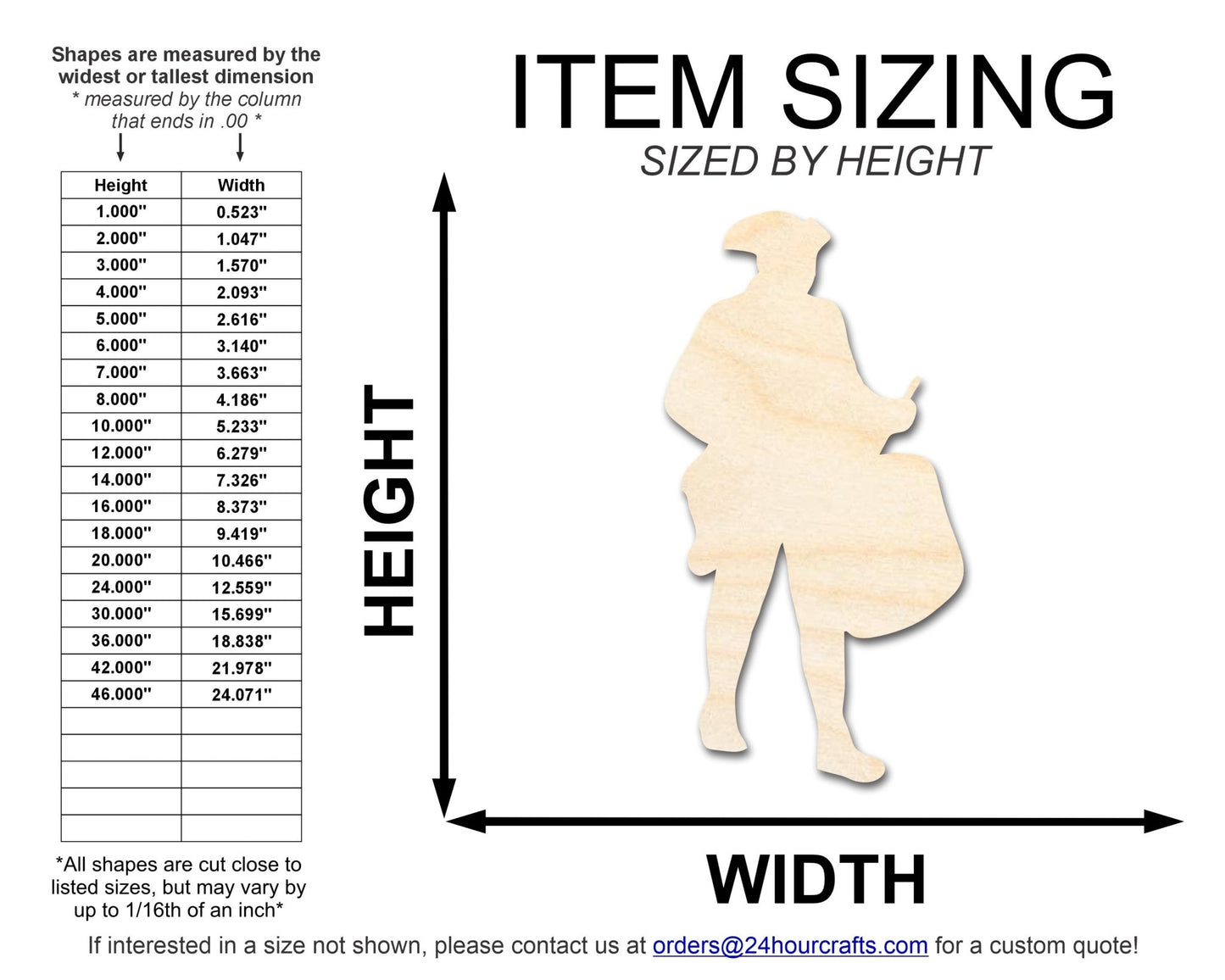 Unfinished Wood War Drummer Shape | DIY Craft Cutout | up to 46" DIY - NameSigns.com