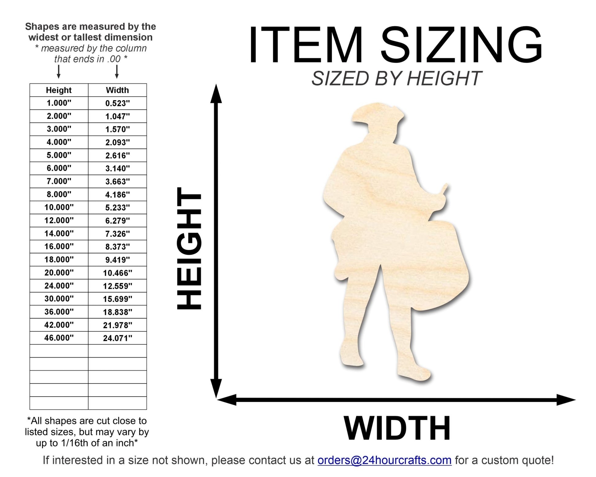 Unfinished Wood War Drummer Shape | DIY Craft Cutout | up to 46" DIY - NameSigns.com