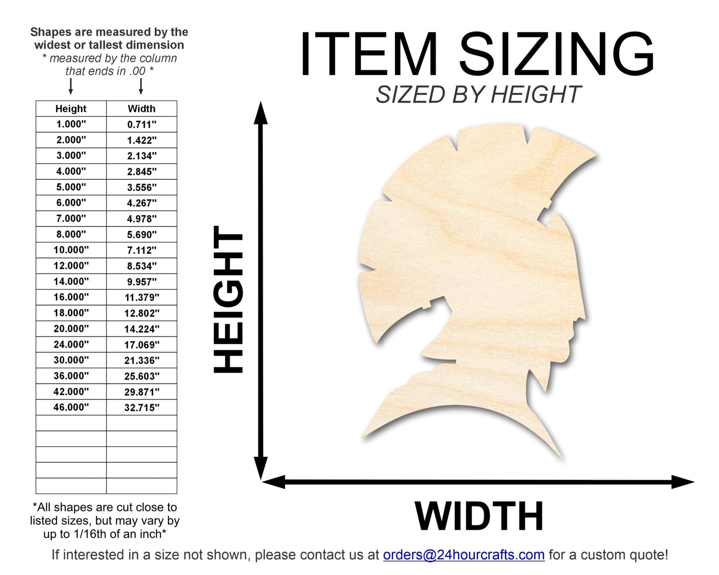 Unfinished Wood Warrior Mascot Shape | DIY Craft Cutout | up to 46" DIY - NameSigns.com