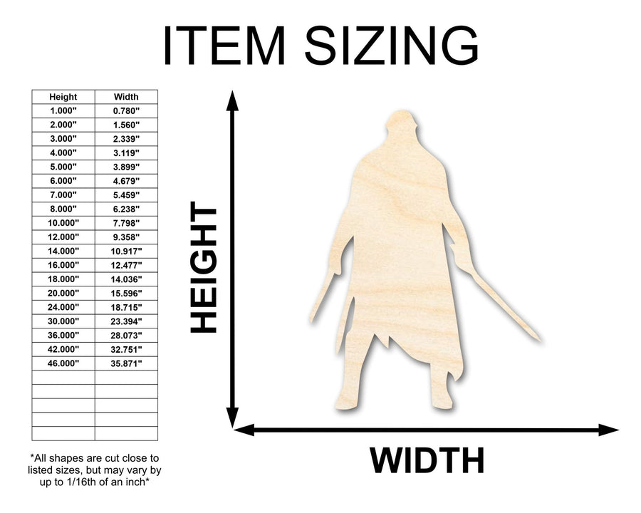 Unfinished Wood Warrior Shape - Craft - up to 46" - NameSigns.com