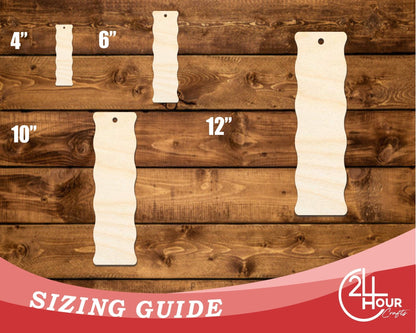 Unfinished Wood Wavy Side Bookmark Shape | DIY Craft Cutout | up to 12" DIY - NameSigns.com