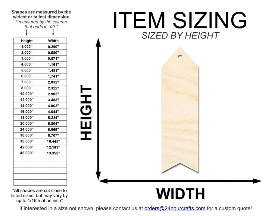 Unfinished Wood Wavy Simple Bookmark Shape | DIY Craft Cutout | up to 12" DIY - NameSigns.com