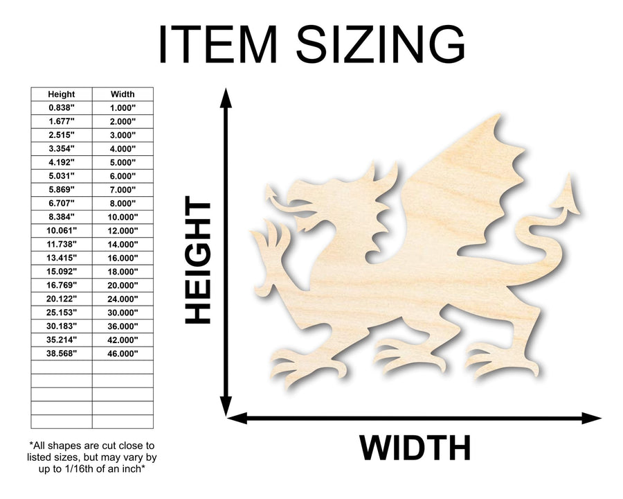Unfinished Wood Welsh Dragon Shape - Craft - up to 46" DIY - NameSigns.com