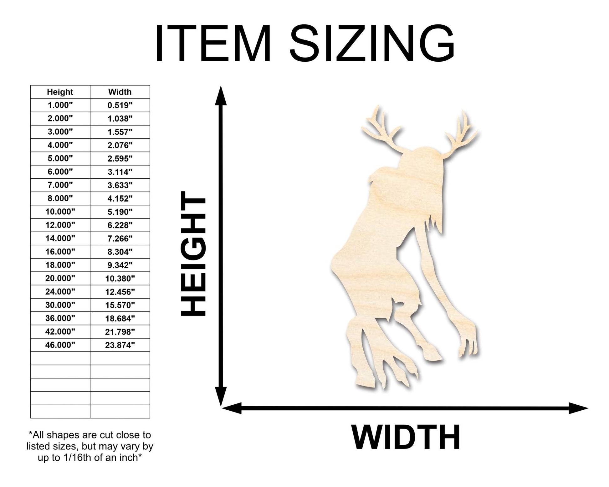 Unfinished Wood Wendigo Shape - Craft - up to 46" - NameSigns.com