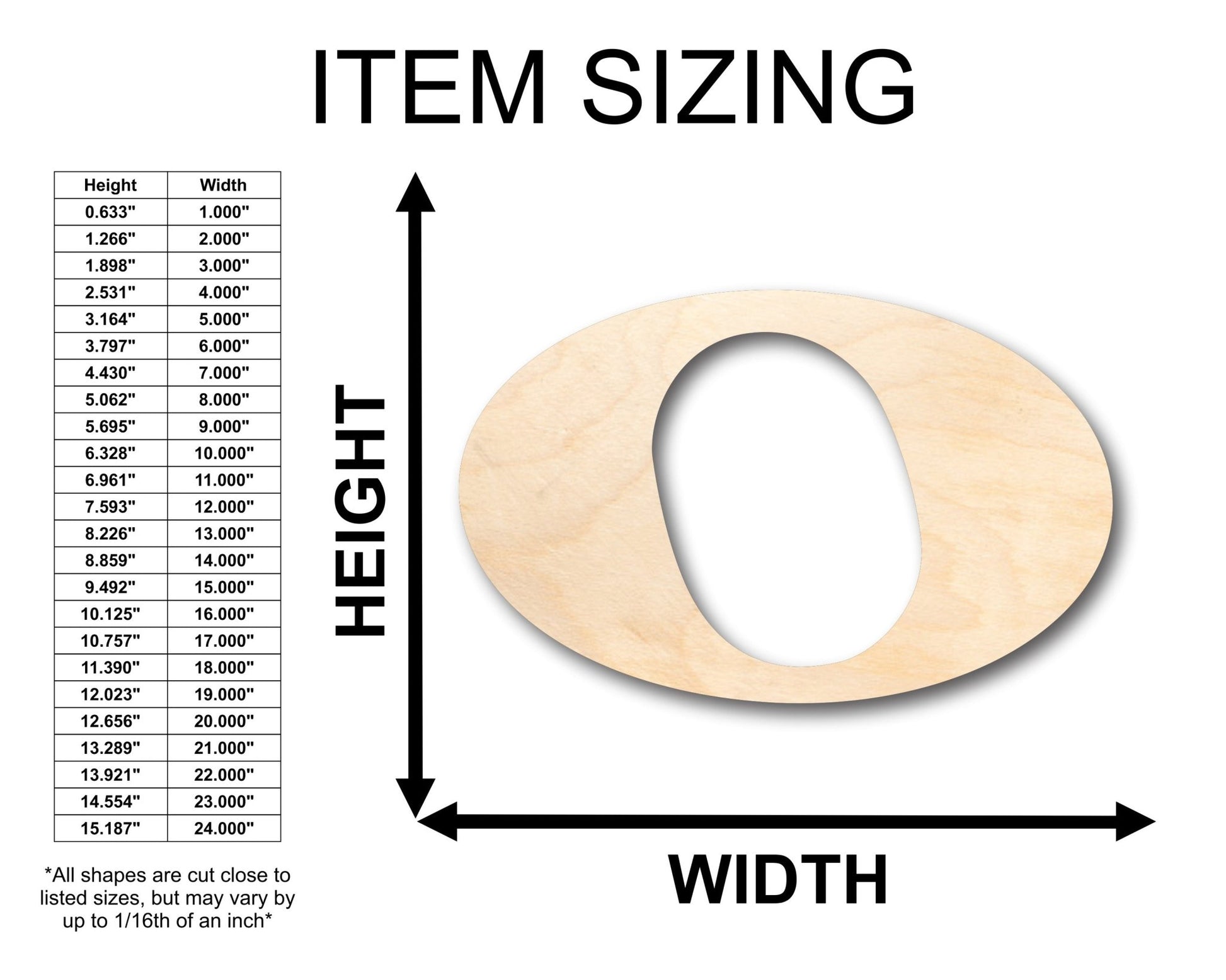 Unfinished Wood Whole Note Music Art Shape - Craft - up to 46" DIY - NameSigns.com